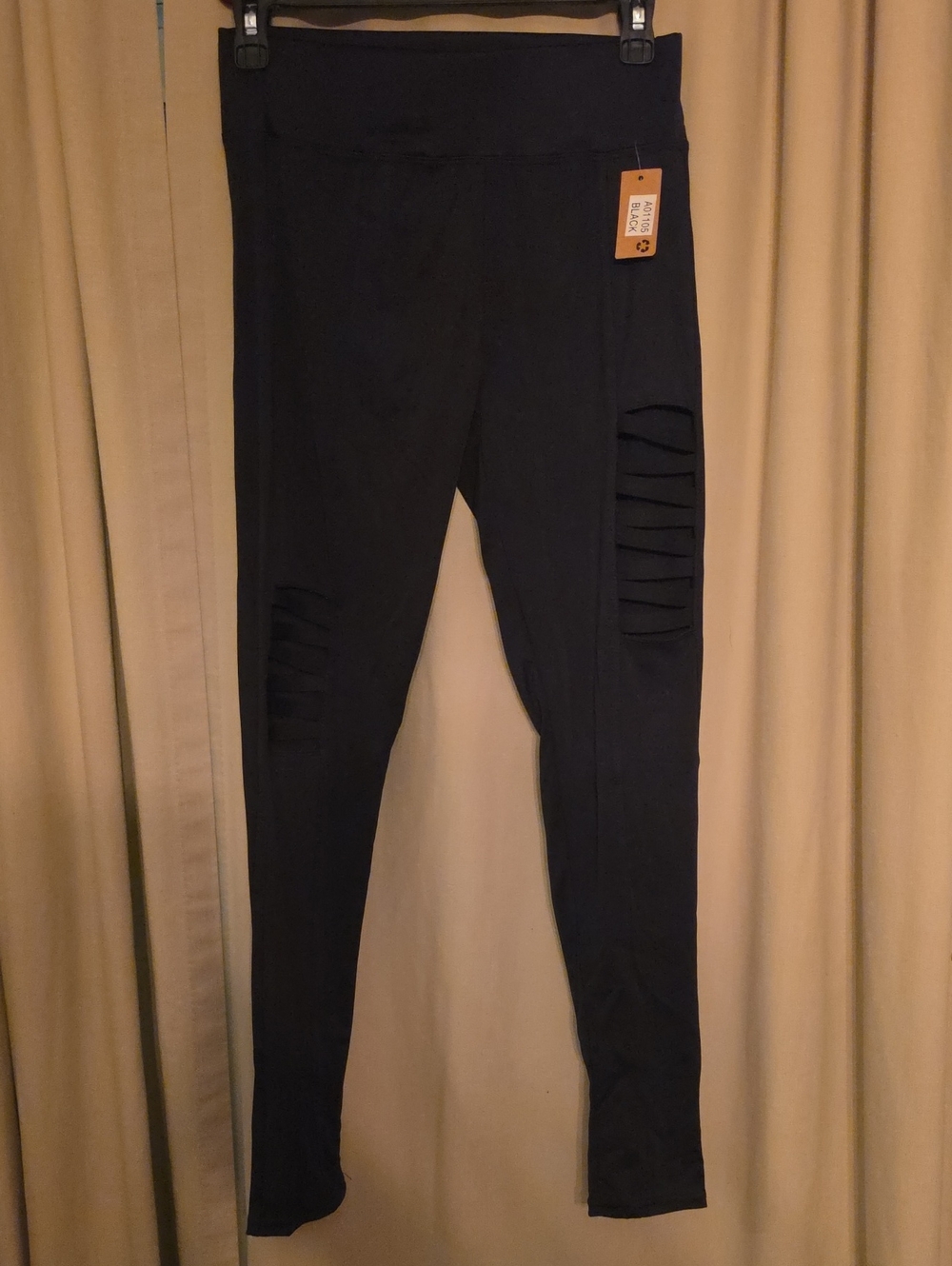 Black Slit-Detail High-Waist Leggings